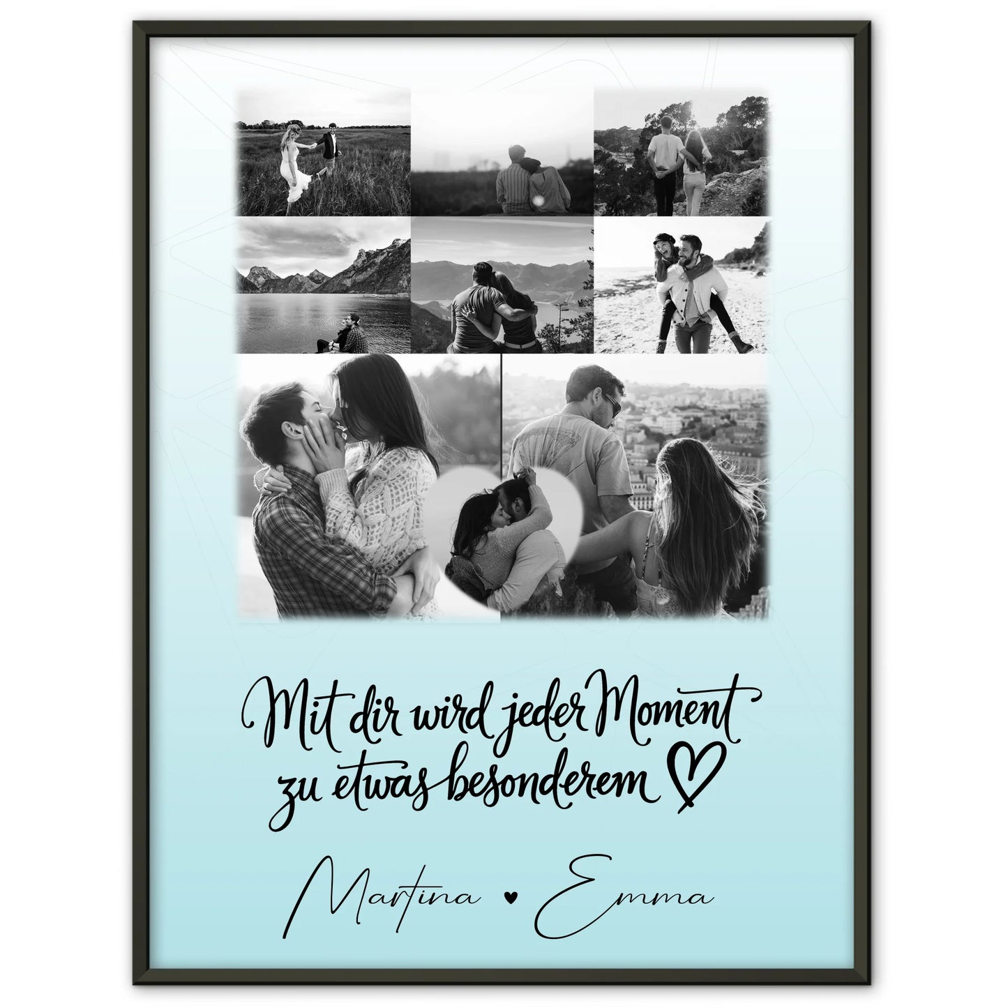 Poster Personalisiert Liebe 8 Fotos & 1 Herz Foto Jeder Moment