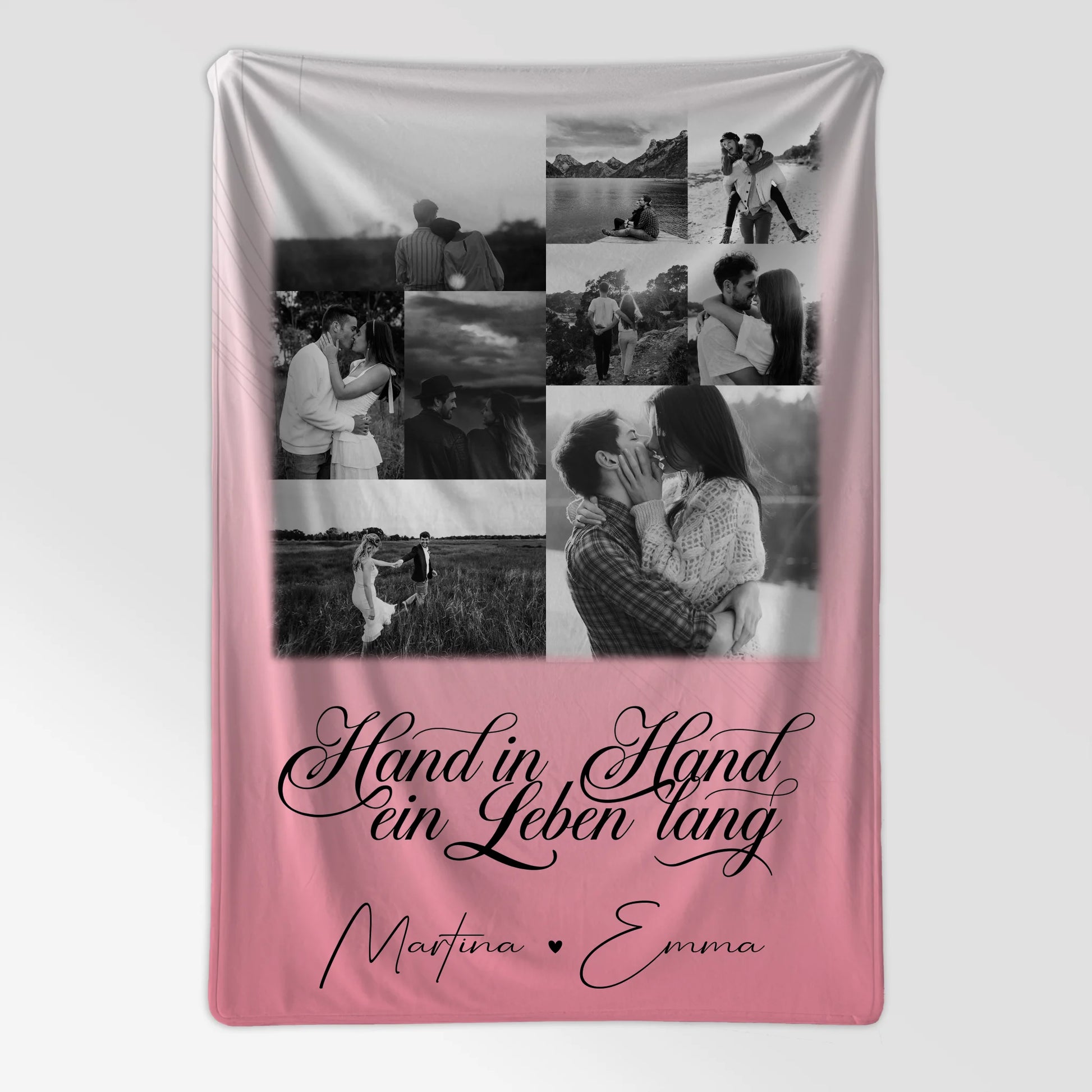 Personalisierte Namensdecke mit 9 Fotos Hand In Hand Ein Leben Lang Geschenkidee 7