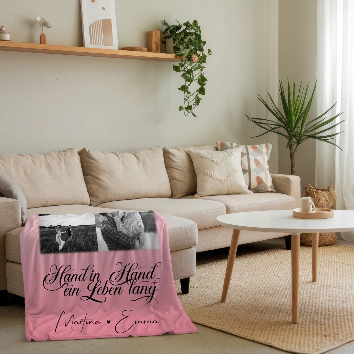 Personalisierte Namensdecke mit 9 Fotos Hand In Hand Ein Leben Lang Geschenkidee 4