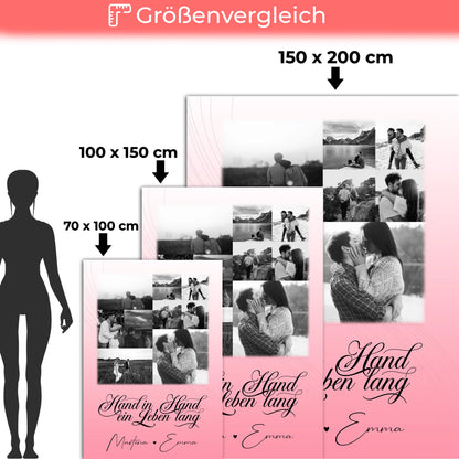 Personalisierte Namensdecke mit 9 Fotos Hand In Hand Ein Leben Lang Geschenkidee 5