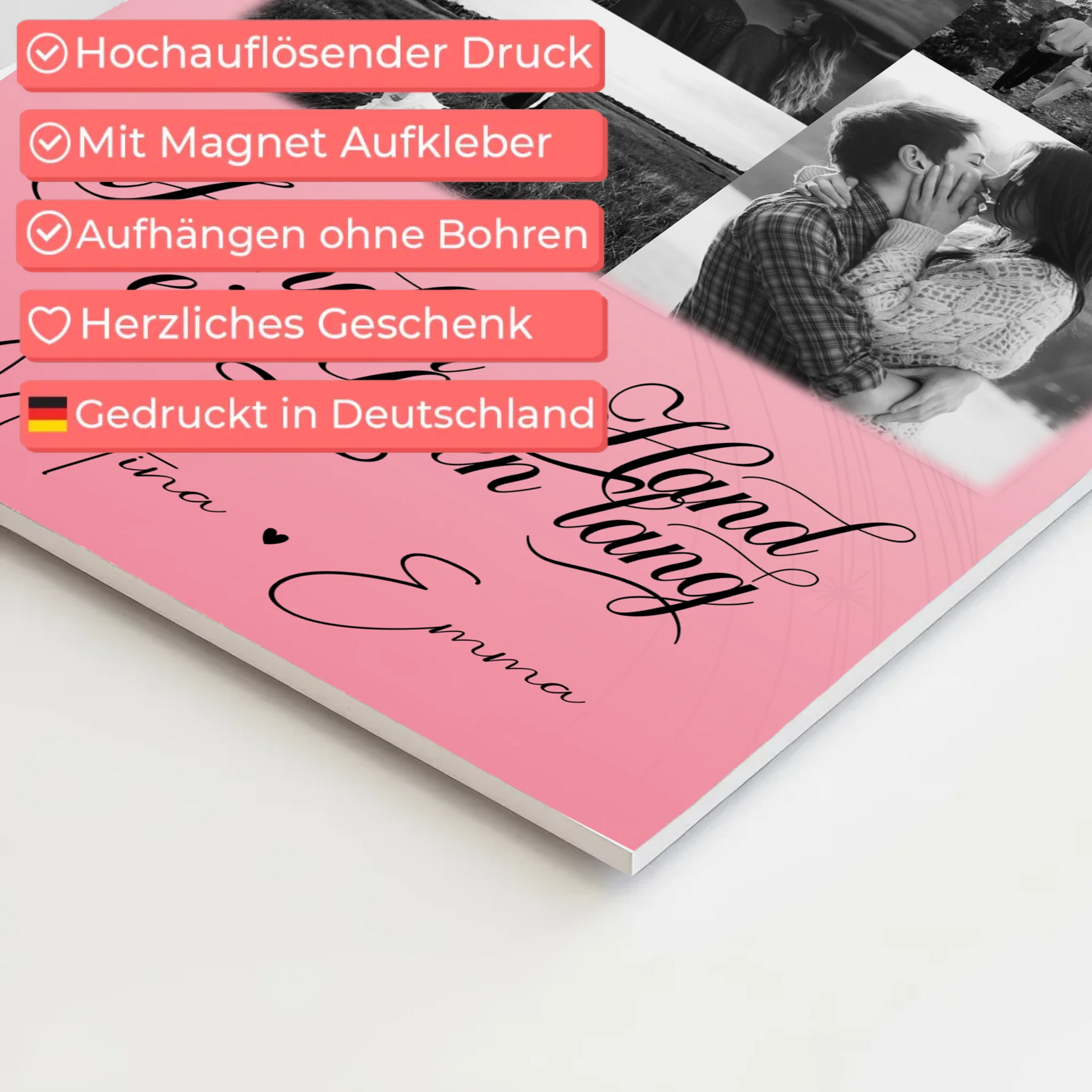 Personalisiertes Fotoboard Poster Magnetisch mit 9 Fotos Hand In Hand Ein Leben Lang 4
