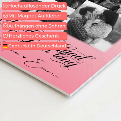 Personalisiertes Fotoboard Poster Magnetisch mit 9 Fotos Hand In Hand Ein Leben Lang