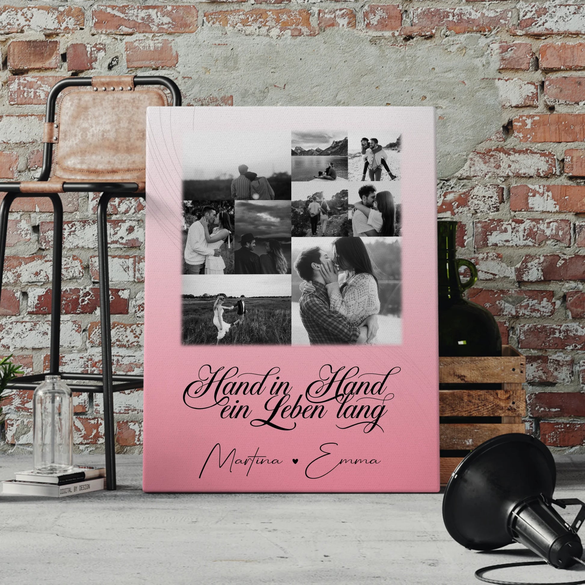 Personalisierte Leinwandbild Paar mit 9 Fotos Hand In Hand Ein Leben Lang für besondere Geschenke 4