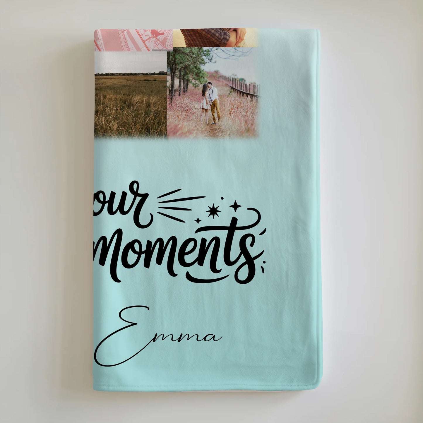 Personalisierte Kuscheldecke Mit Namen 10 Fotos und Karte in der Mitte Perfektes Geschenk 6