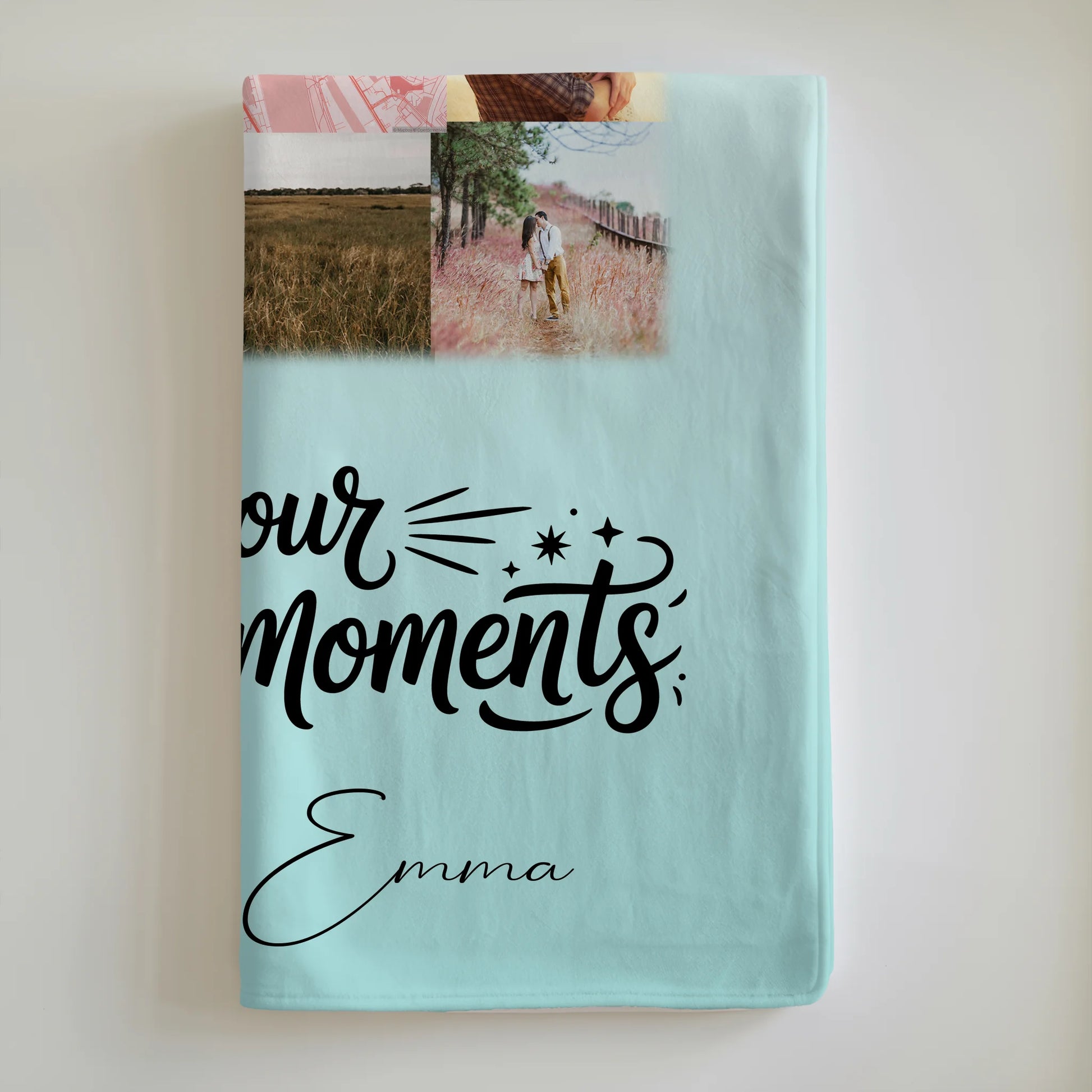 Personalisierte Kuscheldecke Mit Namen 10 Fotos und Karte in der Mitte Perfektes Geschenk 6
