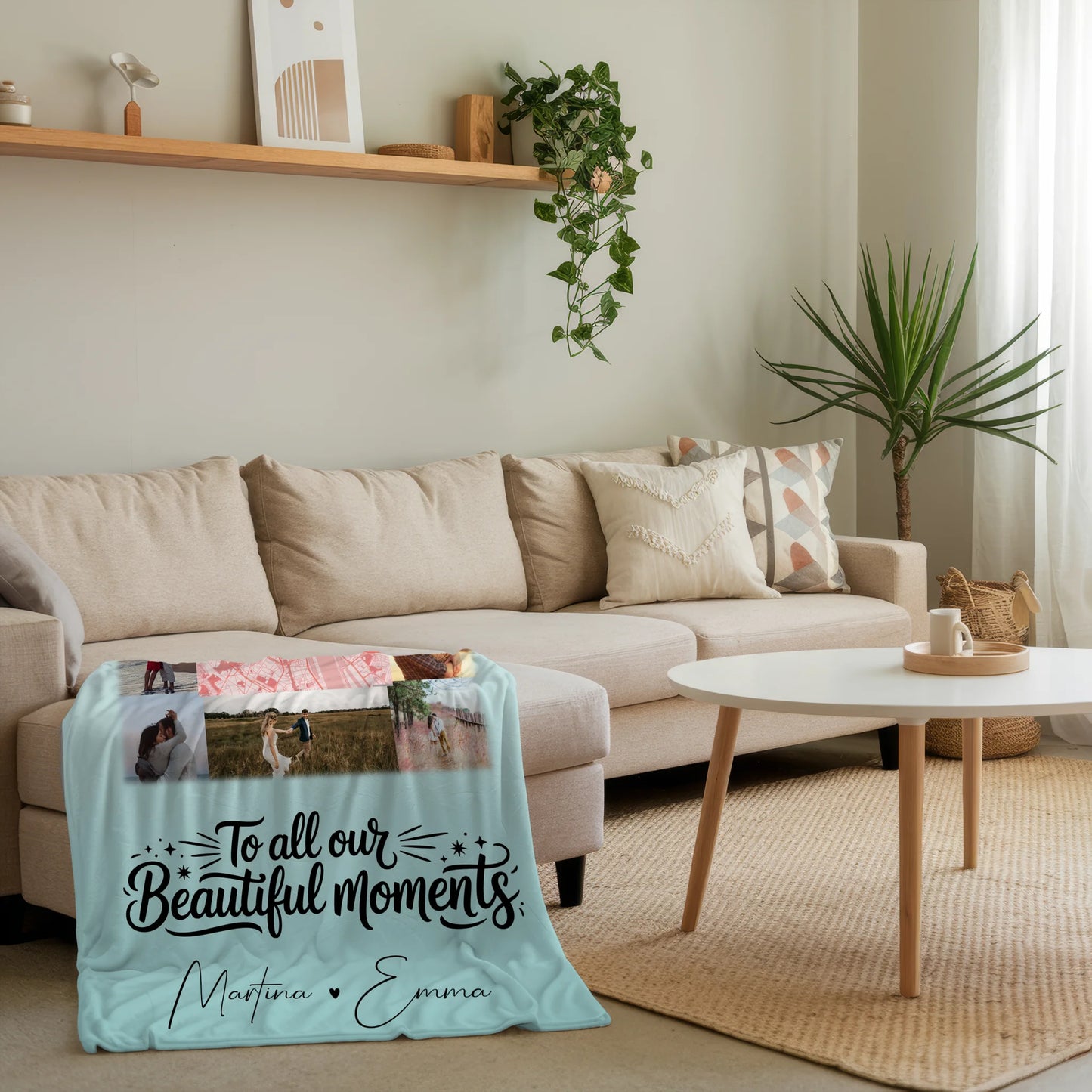 Personalisierte Kuscheldecke Mit Namen 10 Fotos und Karte in der Mitte Perfektes Geschenk 4