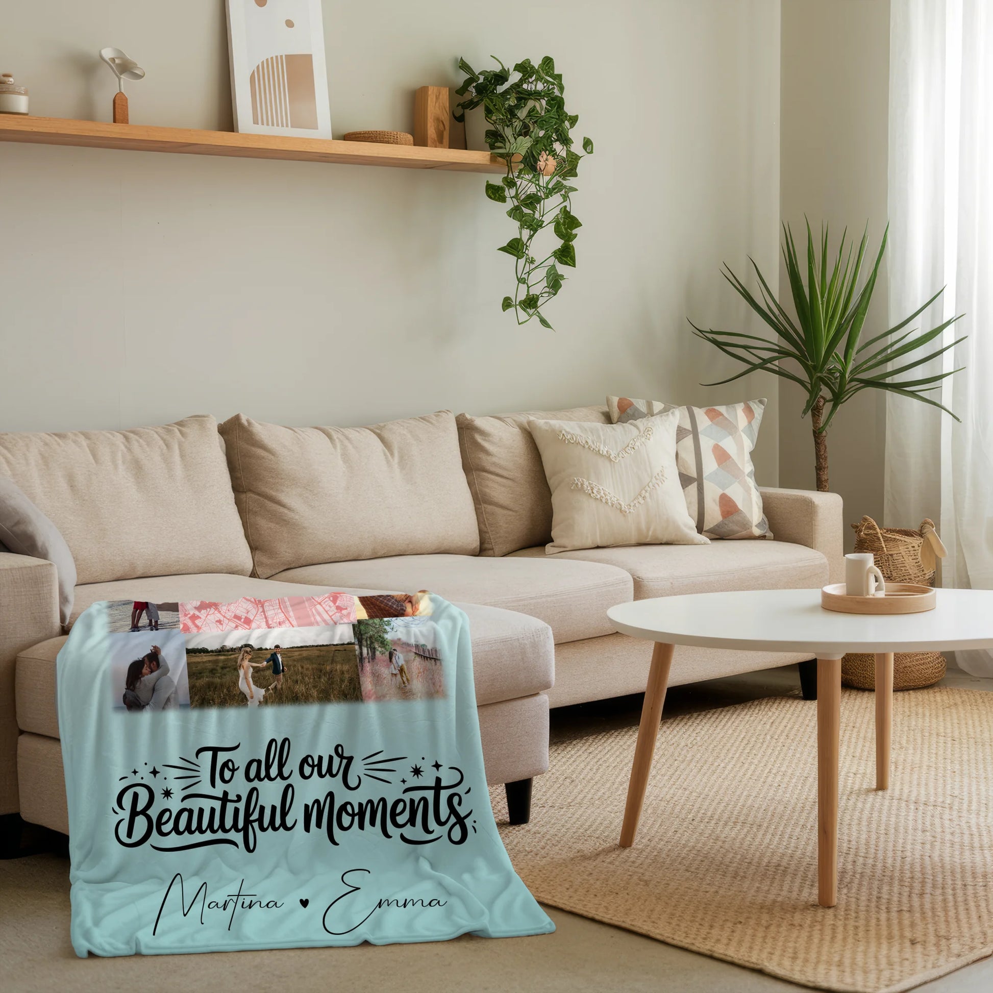 Personalisierte Kuscheldecke Mit Namen 10 Fotos und Karte in der Mitte Perfektes Geschenk 4