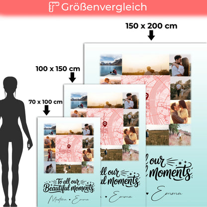 Personalisierte Kuscheldecke Mit Namen 10 Fotos und Karte in der Mitte Perfektes Geschenk 5