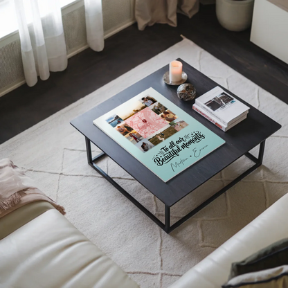 Personalisiertes Fotoboard Magnet Poster mit 10 Fotos und Karte in der Mitte für individuelle Geschenke