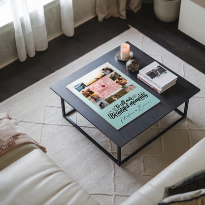 Personalisiertes Fotoboard Magnet Poster mit 10 Fotos und Karte in der Mitte für individuelle Geschenke