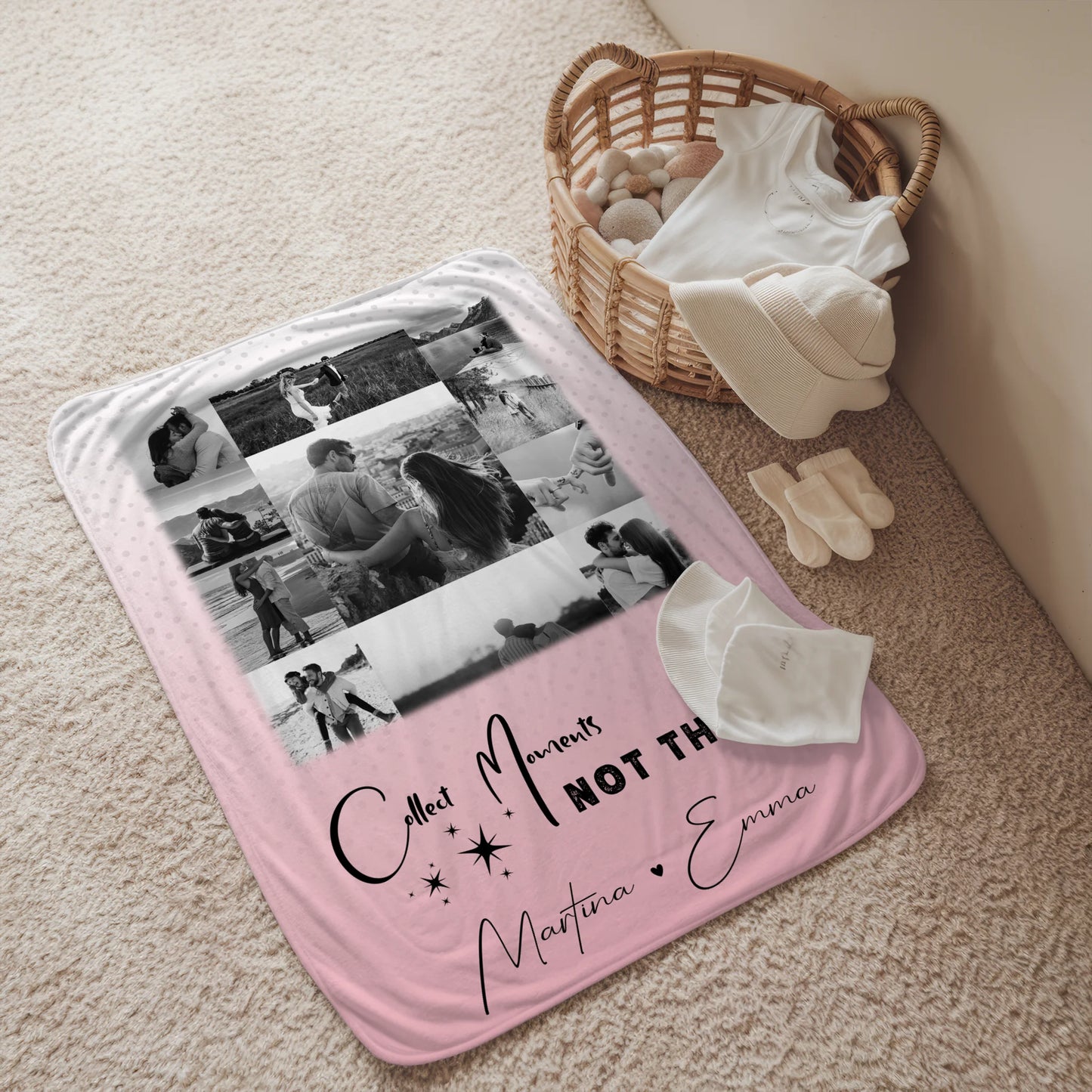 Personalisierte Namensdecke mit 11 Fotos Collect Moments Not Things Geschenk 2