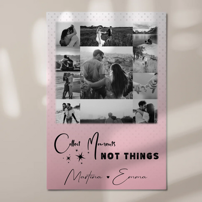 Magnetposter Fotoboard mit 11 Fotos Collect Moments Not Things personalisiertes Geschenk