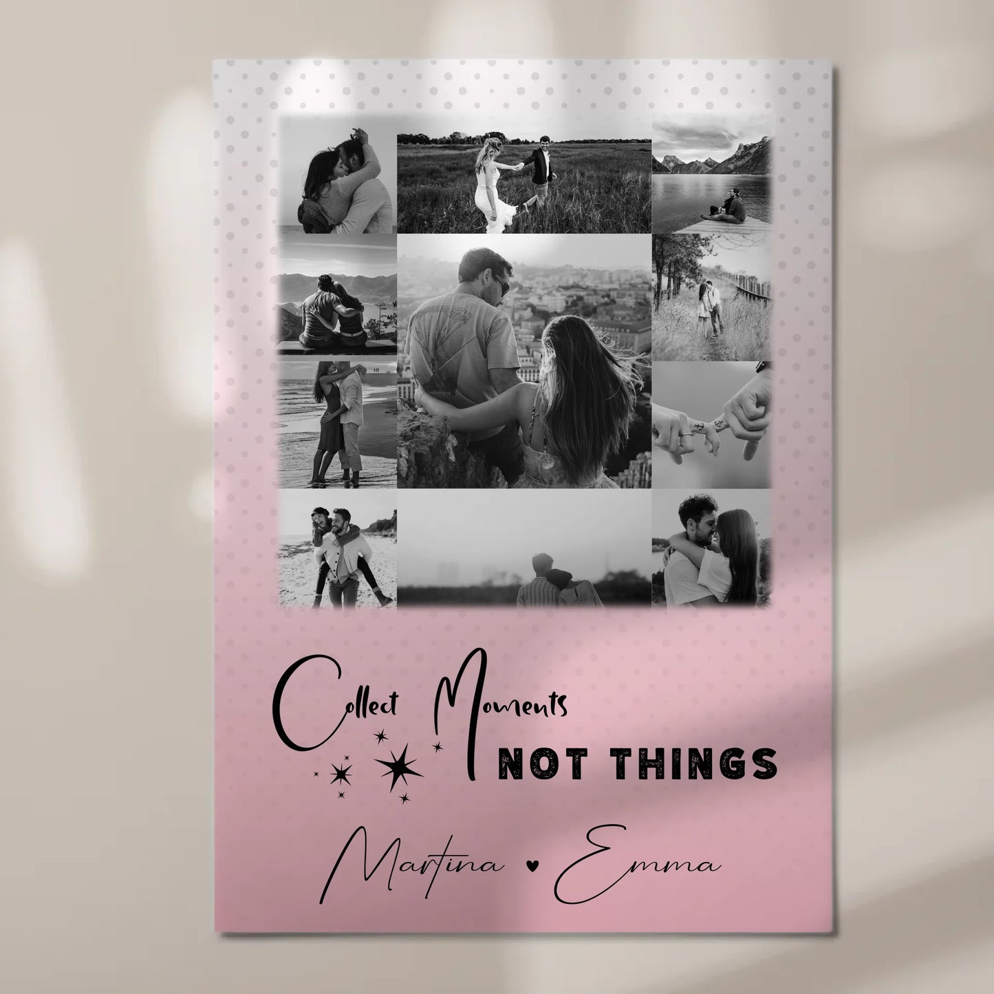 Magnetposter Fotoboard mit 11 Fotos Collect Moments Not Things personalisiertes Geschenk