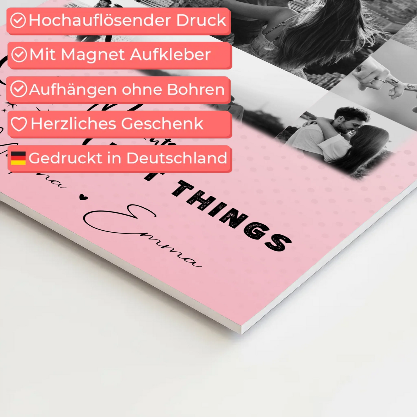 Magnetposter Fotoboard mit 11 Fotos Collect Moments Not Things personalisiertes Geschenk