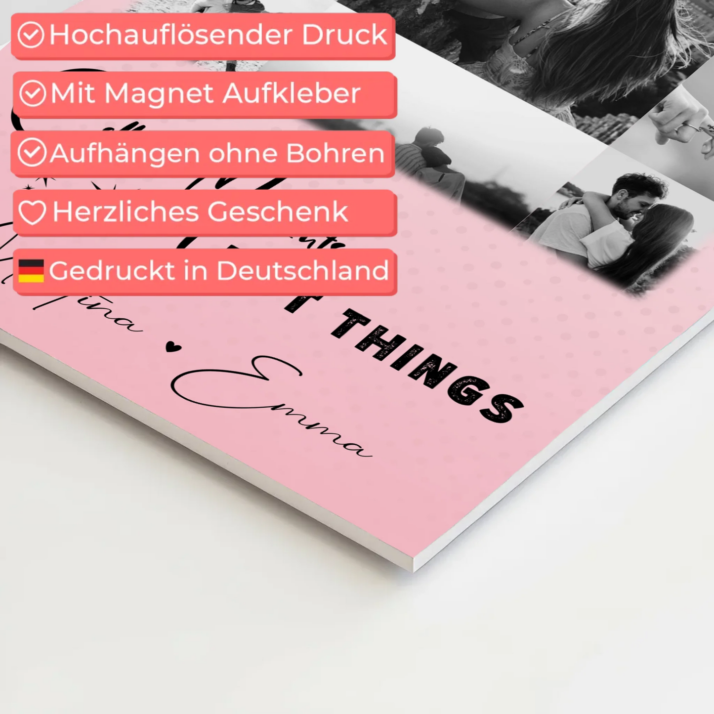 Magnetposter Fotoboard mit 11 Fotos Collect Moments Not Things personalisiertes Geschenk