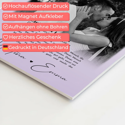 Fotoboard Magnet Poster mit 4 Fotos Definition Liebe Des Lebens personalisiertes Geschenk 4