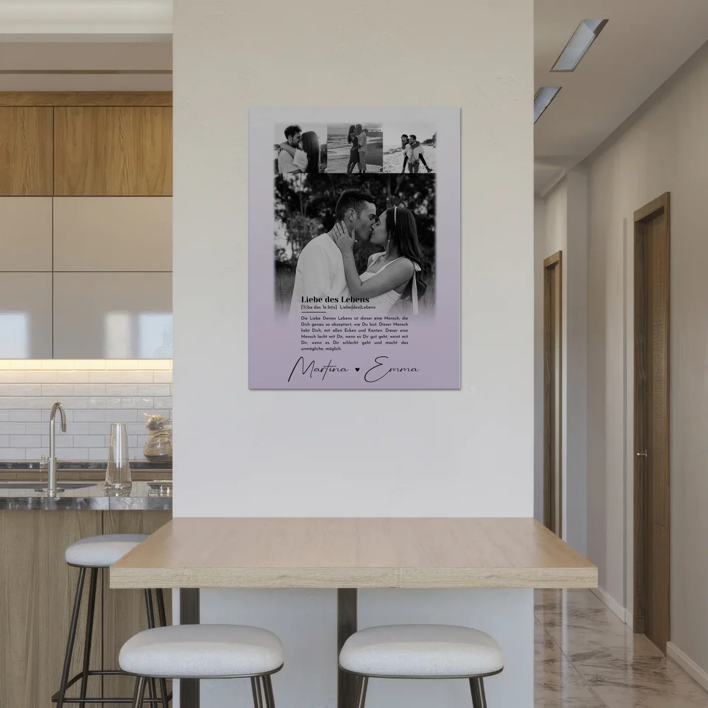 Fotoboard Magnet Poster mit 4 Fotos Definition Liebe Des Lebens personalisiertes Geschenk 8