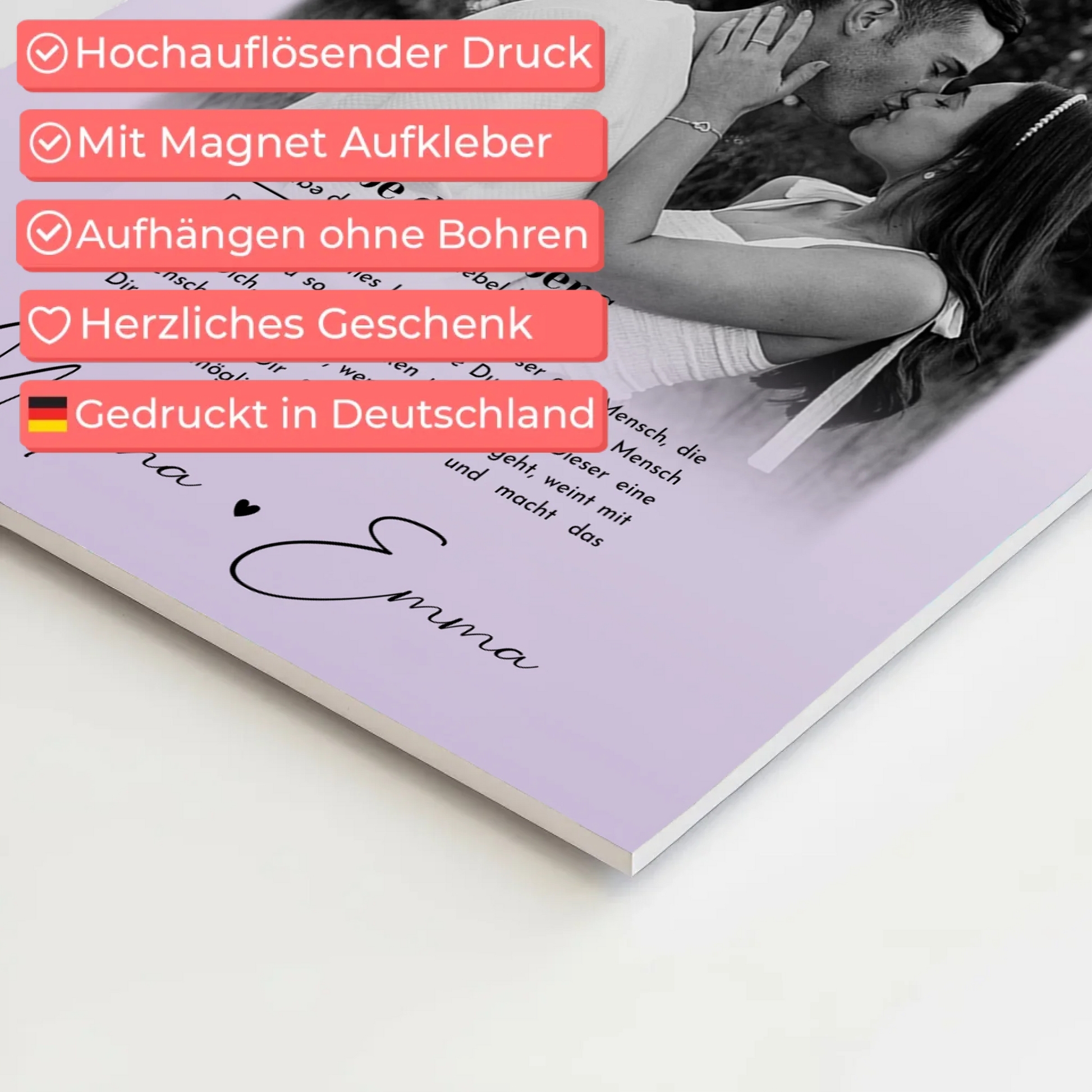 Fotoboard Magnet Poster mit 4 Fotos Definition Liebe Des Lebens personalisiertes Geschenk 10