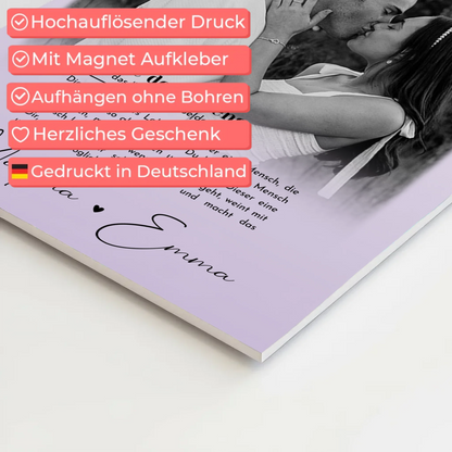 Fotoboard Magnet Poster mit 4 Fotos Definition Liebe Des Lebens personalisiertes Geschenk