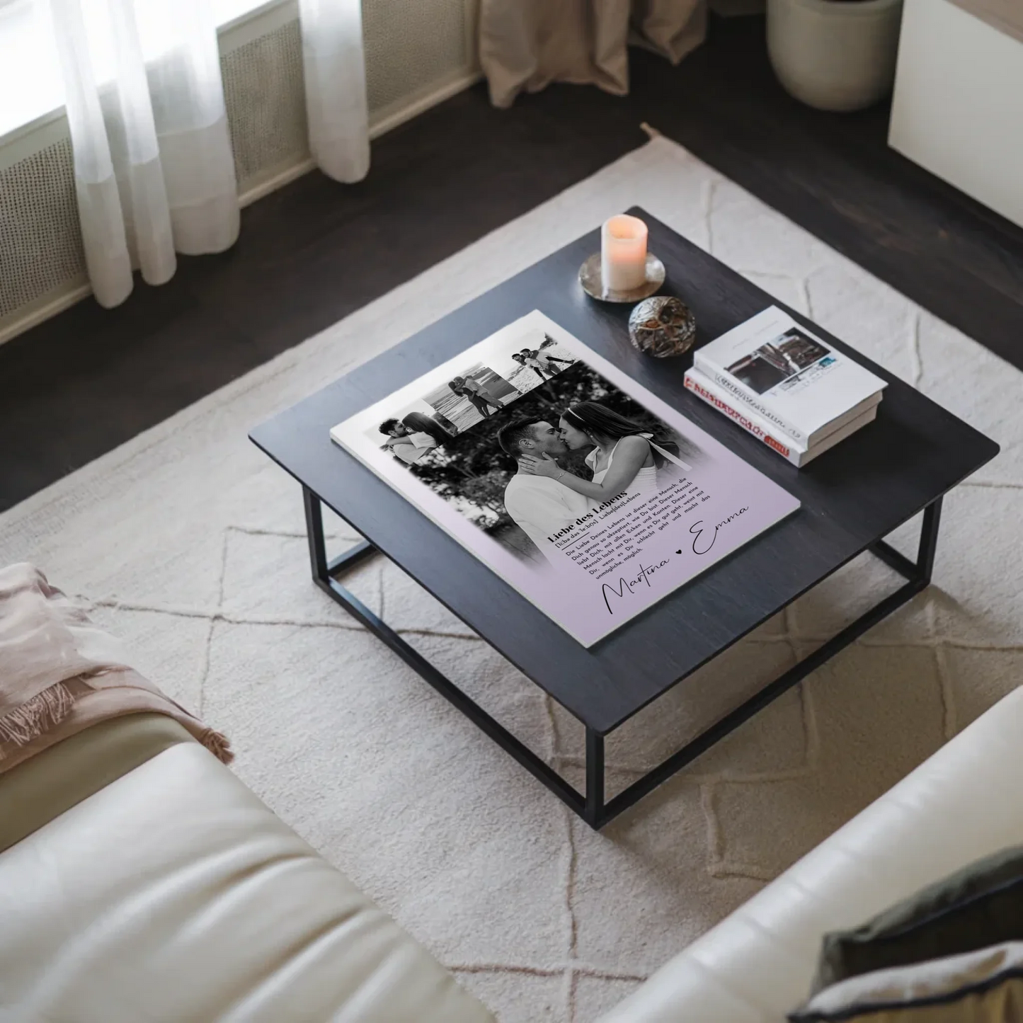 Fotoboard Magnet Poster mit 4 Fotos Definition Liebe Des Lebens personalisiertes Geschenk