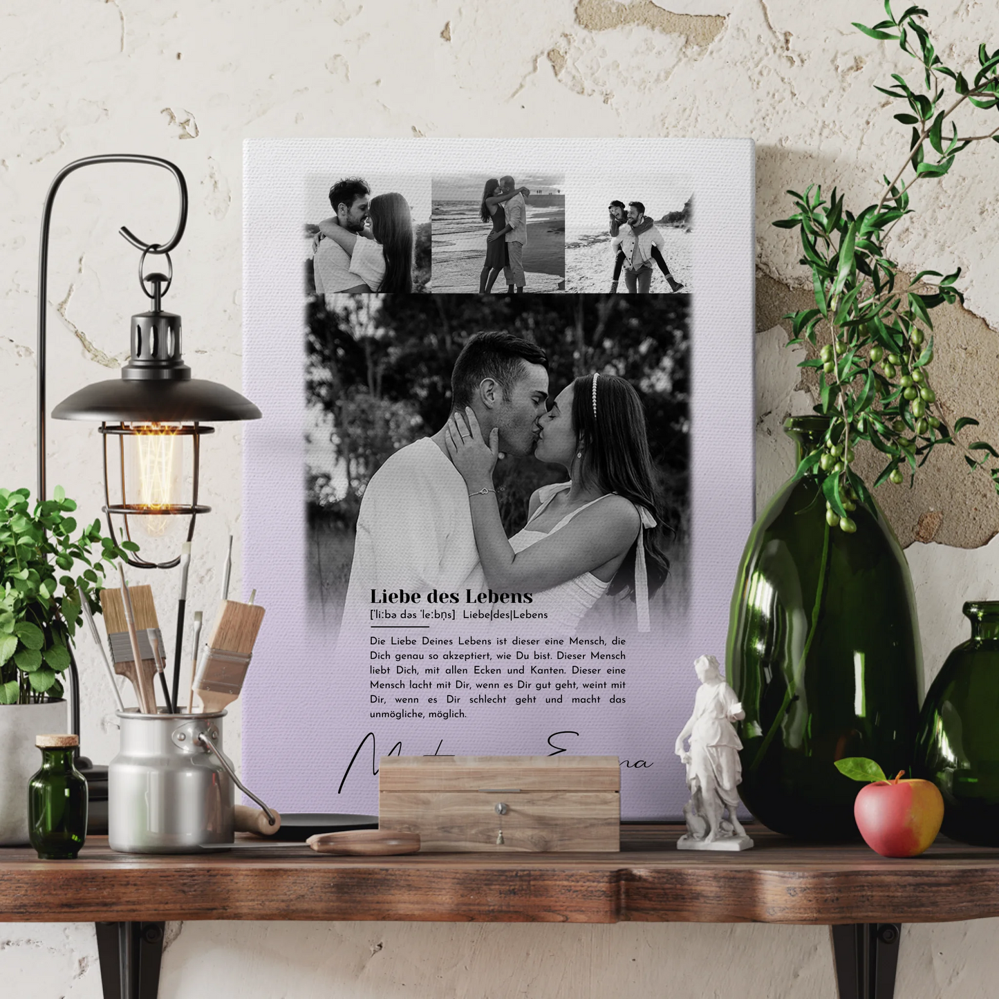 Personalisierte Paar Leinwand mit 4 Fotos Definition Liebe Des Lebens 3