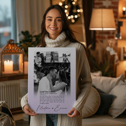 Personalisierte Paar Leinwand mit 4 Fotos Definition Liebe Des Lebens 2