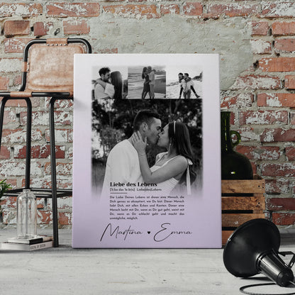 Personalisierte Paar Leinwand mit 4 Fotos Definition Liebe Des Lebens 4