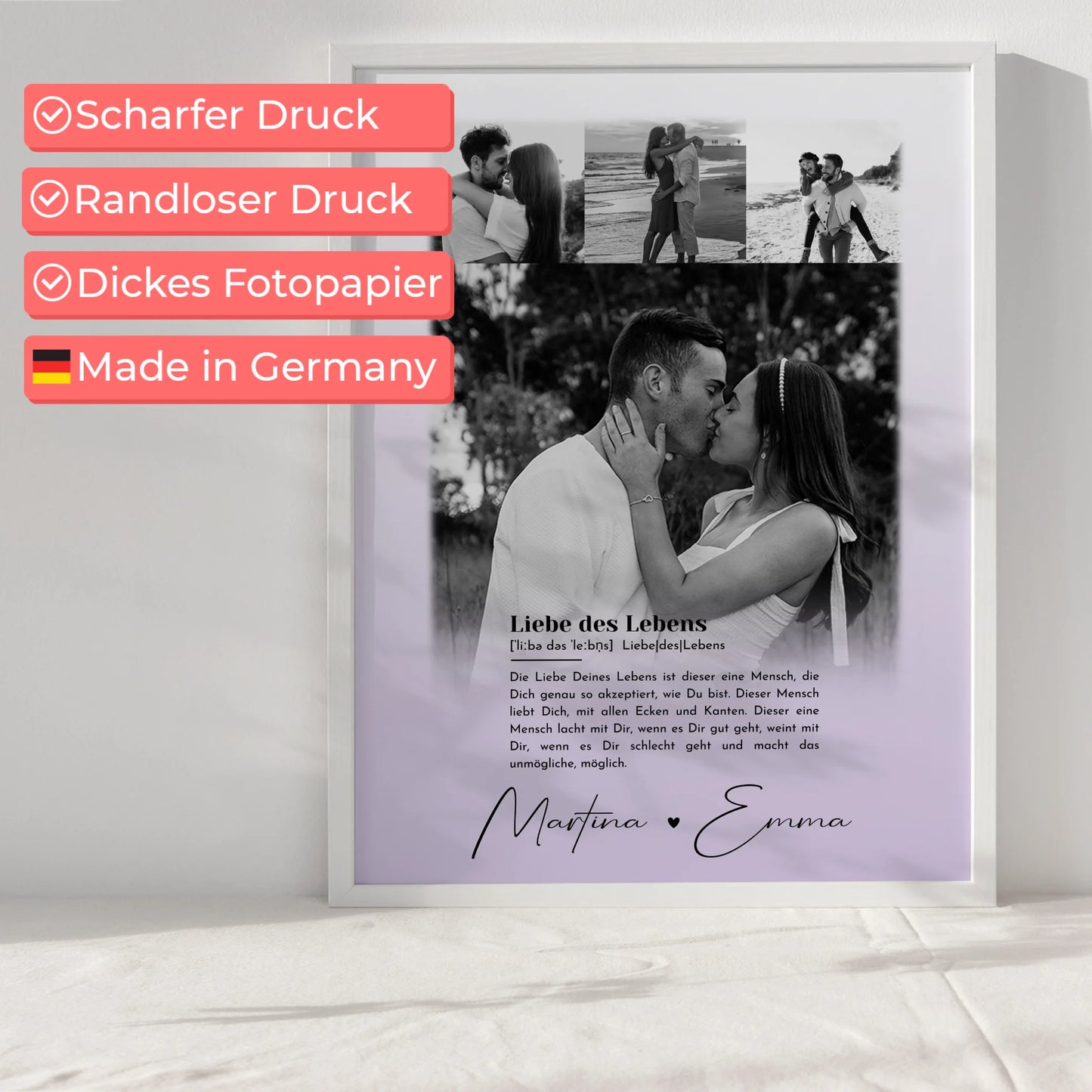 Liebesposter Definition Liebe Des Lebens mit 4 Fotos personalisiert