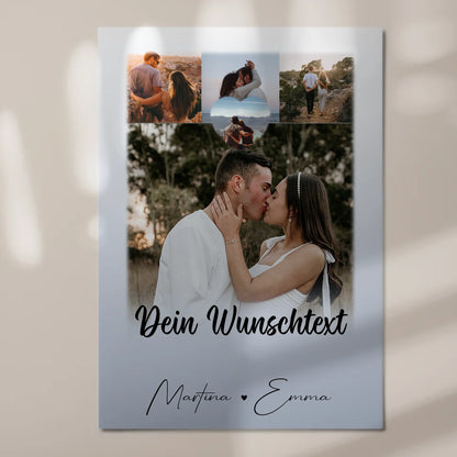 Personalisierte Fotoboard Magnet Poster mit 4 Fotos Wunschtext und Herz – Real Love Storys Never End 7