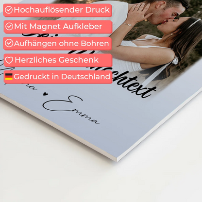 Personalisierte Fotoboard Magnet Poster mit 4 Fotos Wunschtext und Herz – Real Love Storys Never End 10