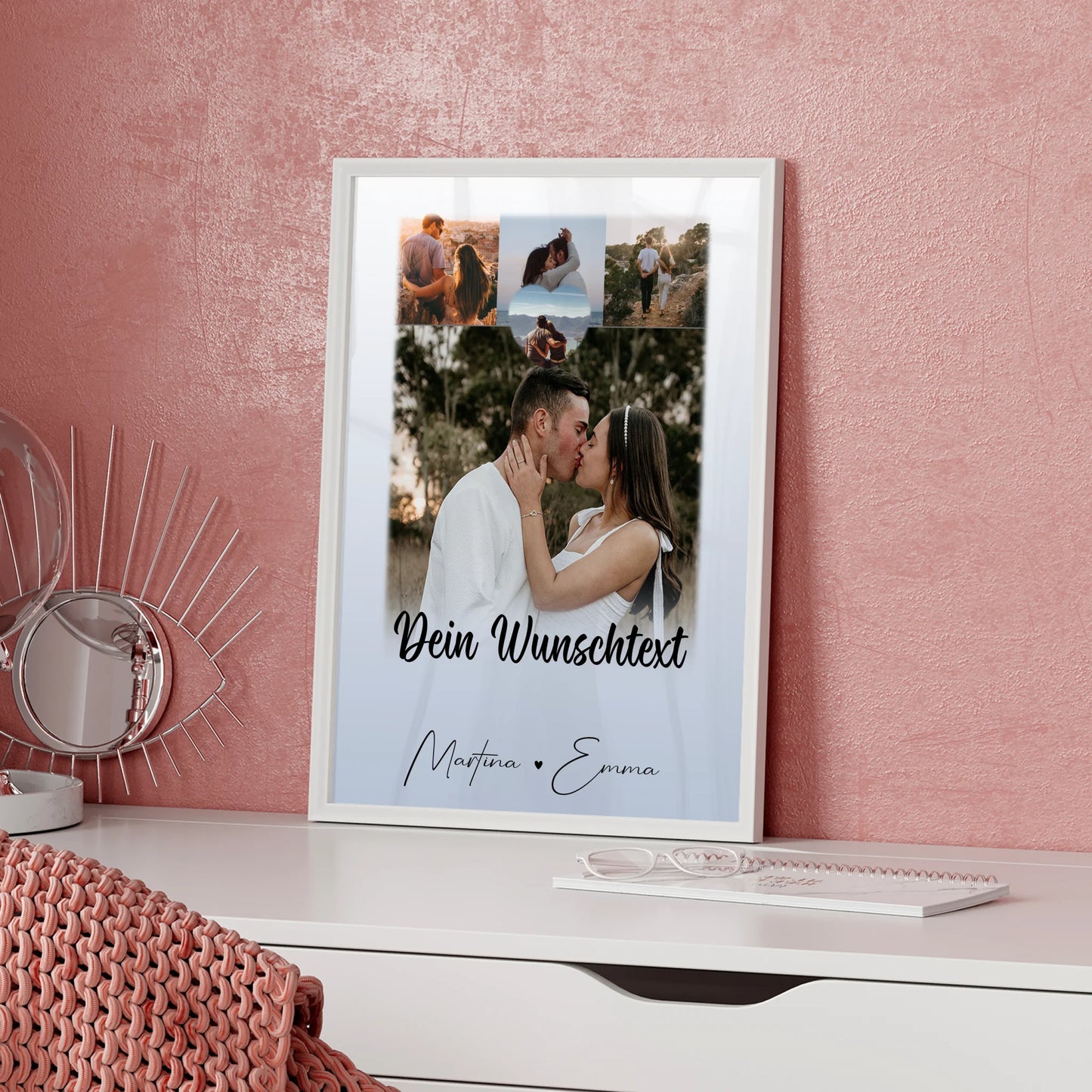 Liebesposter Real Love Storys Never End mit 4 Fotos 1 Herz Foto und Wunschtext