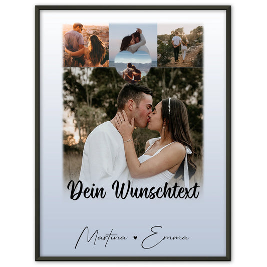 Liebesposter Real Love Storys Never End mit 4 Fotos 1 Herz Foto und Wunschtext