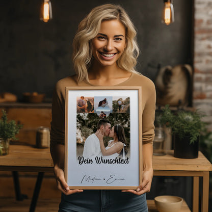 Liebesposter Real Love Storys Never End mit 4 Fotos 1 Herz Foto und Wunschtext