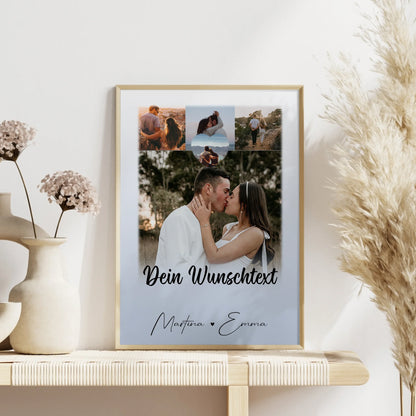 Liebesposter Real Love Storys Never End mit 4 Fotos 1 Herz Foto und Wunschtext
