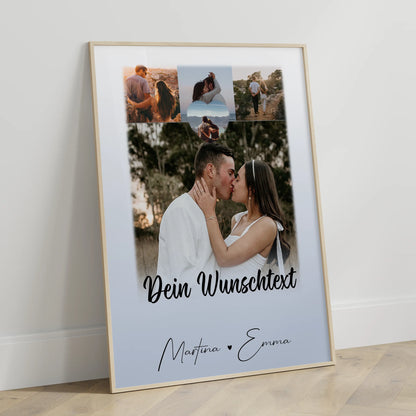 Liebesposter Real Love Storys Never End mit 4 Fotos 1 Herz Foto und Wunschtext