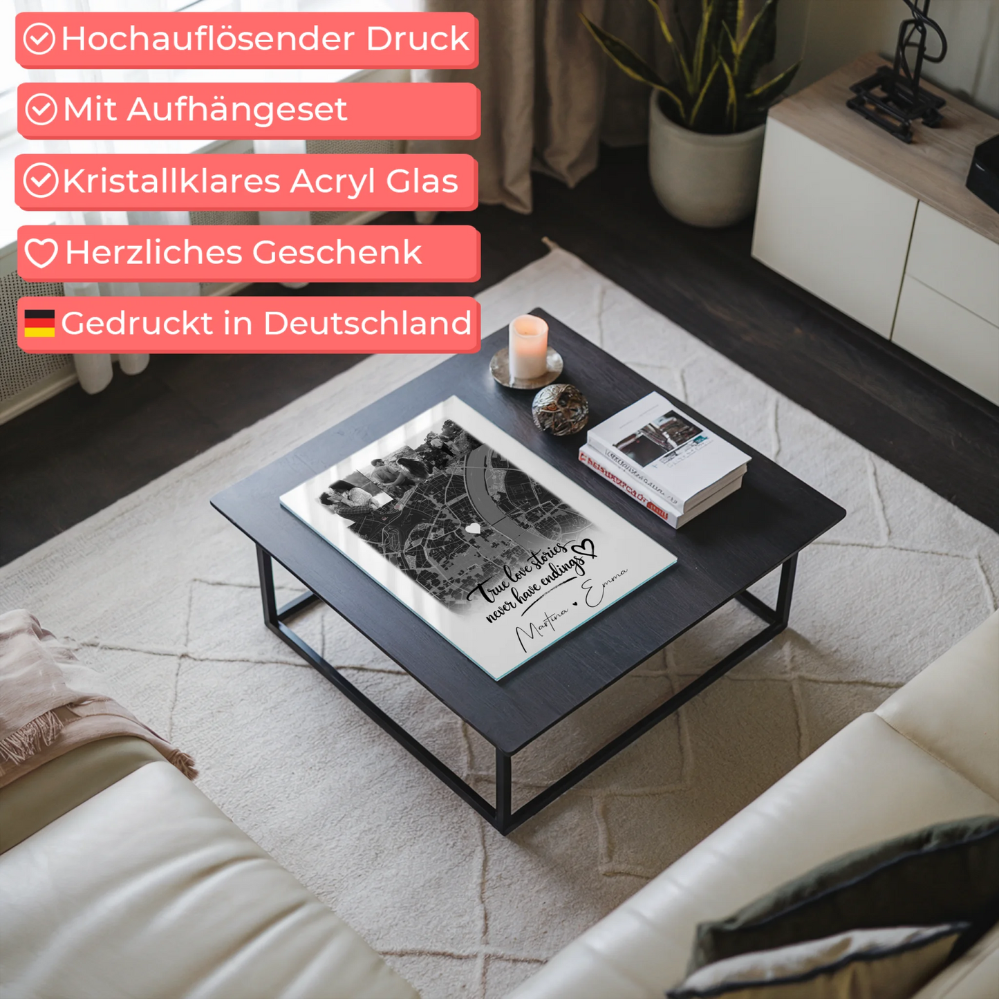 Personalisierte Acrylglas Mit Foto 4 Fotos Karte True Love Stories Geschenkidee