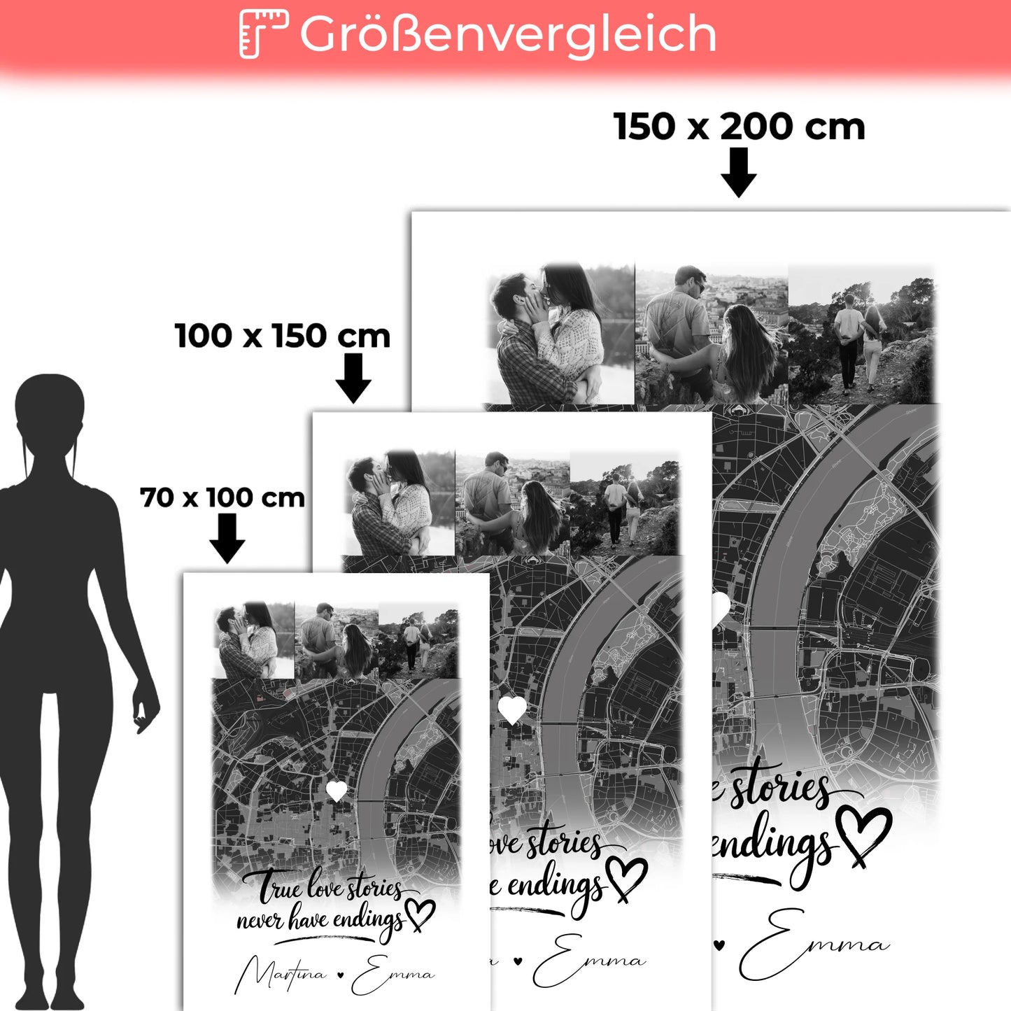 Personalisierte Decke Mit Namen 4 Fotos und Karte True Love Stories Perfektes Geschenk 5