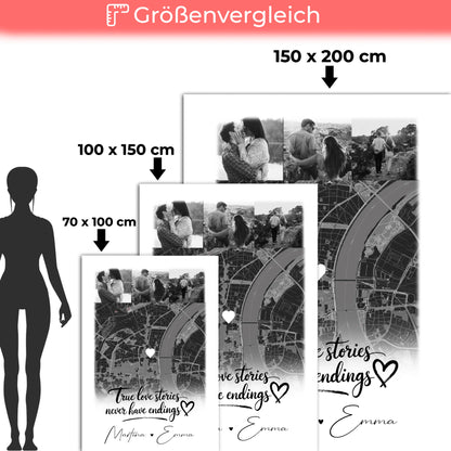 Personalisierte Decke Mit Namen 4 Fotos und Karte True Love Stories Perfektes Geschenk 5