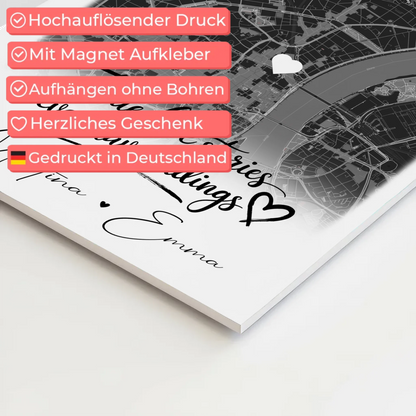 Magnetposter Fotoboard mit 4 Fotos und Karte True Love Stories personalisiertes Geschenk 4