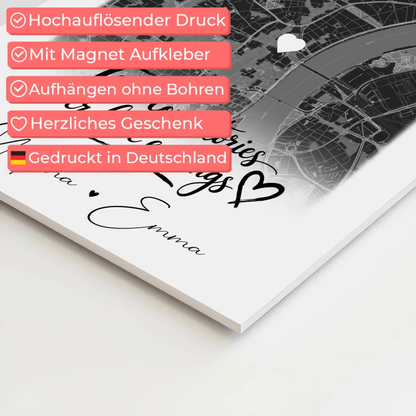 Magnetposter Fotoboard mit 4 Fotos und Karte True Love Stories personalisiertes Geschenk 10