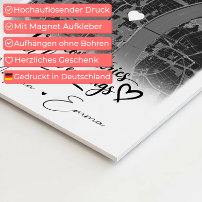 Magnetposter Fotoboard mit 4 Fotos und Karte True Love Stories personalisiertes Geschenk