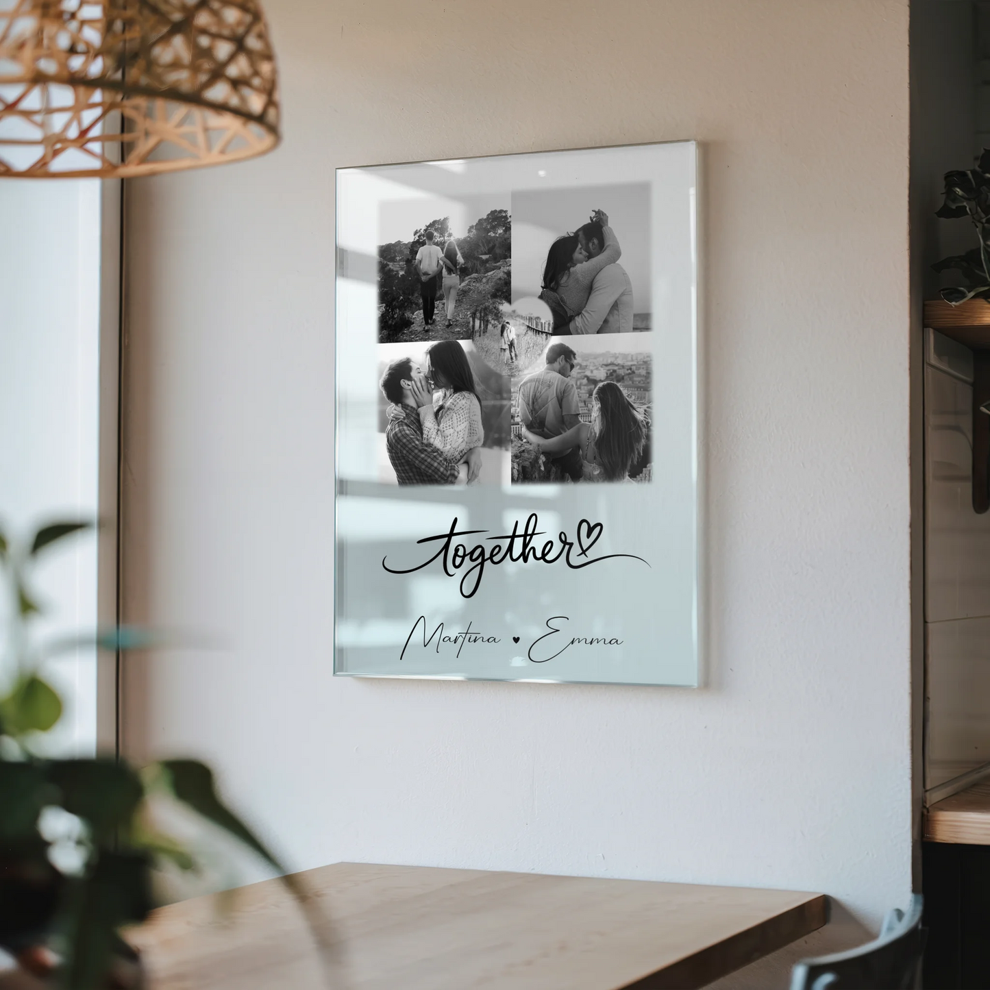 Personalisierte Acrylglas Mit Foto 4 Fotos und 1 Herz Foto Together für einzigartige Geschenke