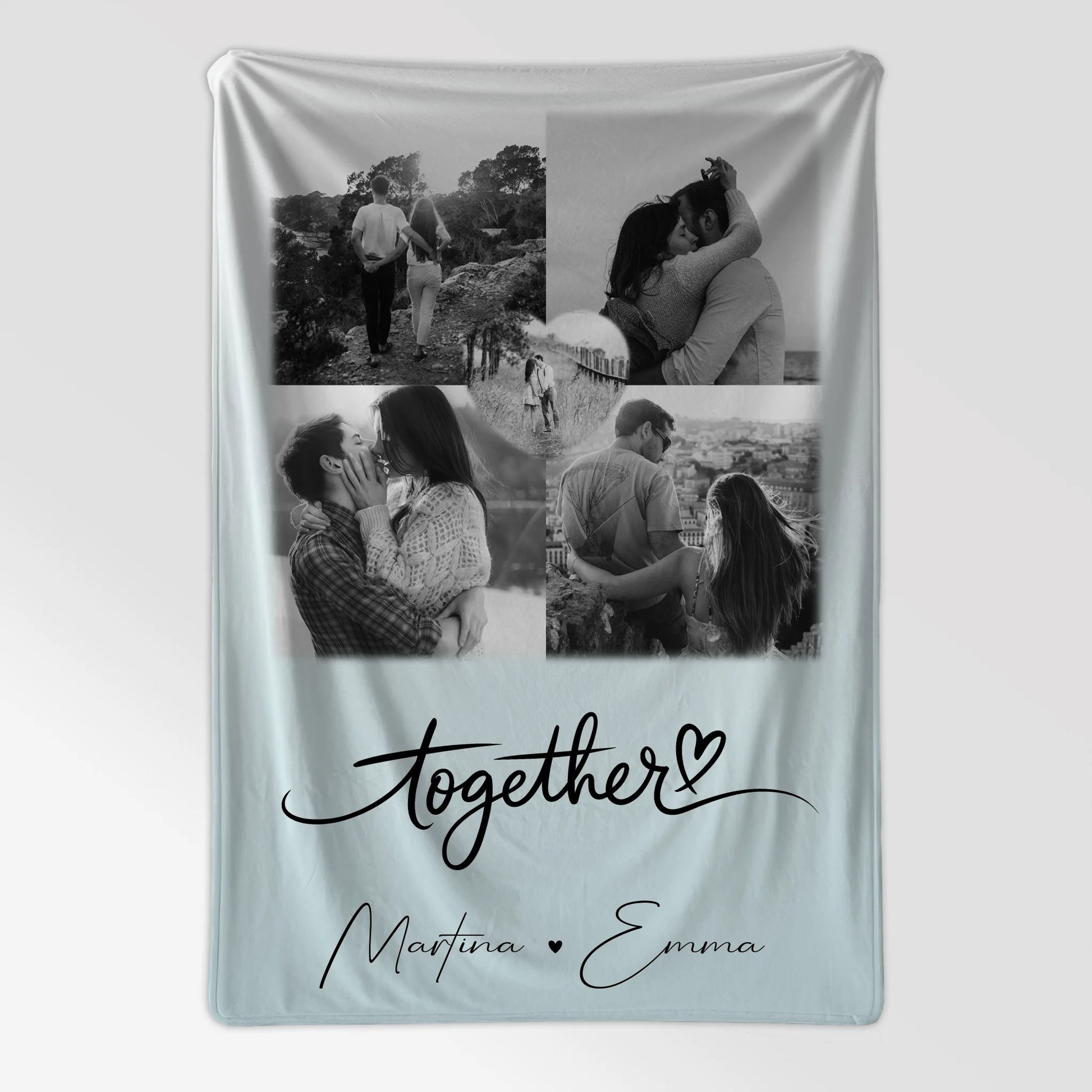Personalisierte Kuscheldecke Mit Namen 4 Fotos und 1 Herz Foto Together für besondere Geschenke 7