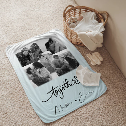 Personalisierte Kuscheldecke Mit Namen 4 Fotos und 1 Herz Foto Together für besondere Geschenke 2