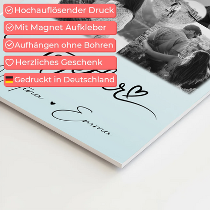 Personalisiertes Fotoboard Poster Magnetisch mit 4 Fotos und 1 Herz Foto Together für individuelle Geschenke 4