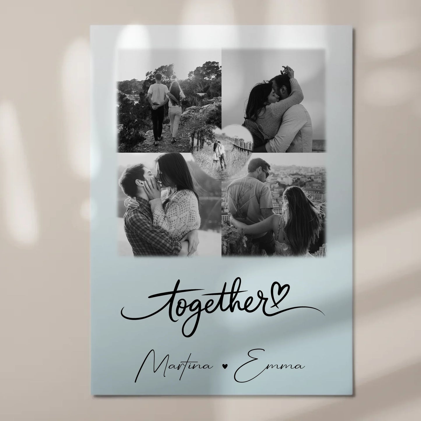 Personalisiertes Fotoboard Poster Magnetisch mit 4 Fotos und 1 Herz Foto Together für individuelle Geschenke 7