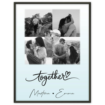 Poster Liebe Together personalisiert mit 4 Fotos und 1 Herz Foto als Geschenk für Paare