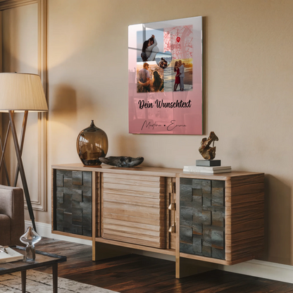 Personalisierte Foto Acrylglas mit 3 Fotos Herz Foto Karte Wunschtext All Of Me Loves All Of You