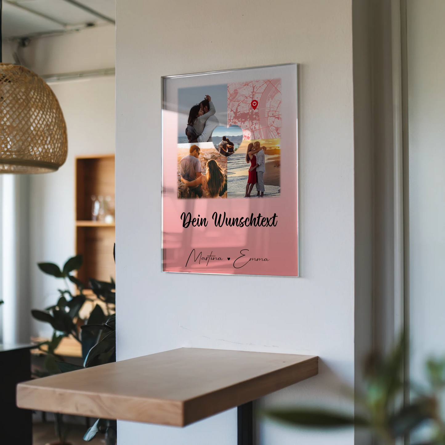 Personalisierte Foto Acrylglas mit 3 Fotos Herz Foto Karte Wunschtext All Of Me Loves All Of You