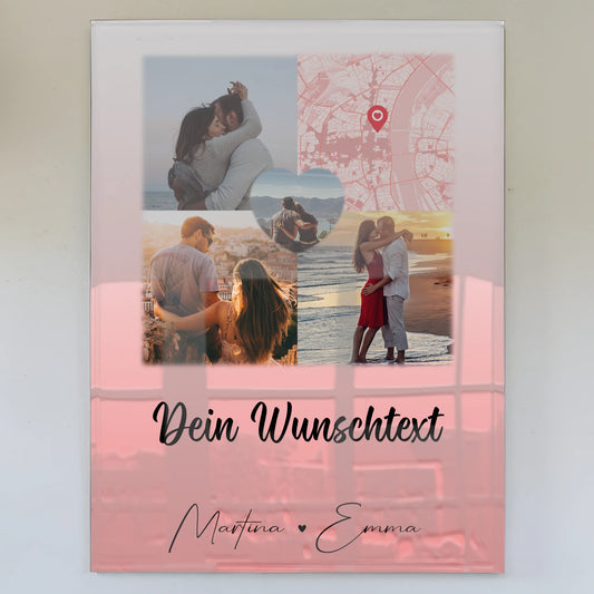 Personalisierte Foto Acrylglas mit 3 Fotos Herz Foto Karte Wunschtext All Of Me Loves All Of You